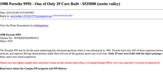 Illustration for article titled How Often Does A Porsche 959S Pop Up On Craigslist?